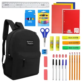 12 Black Wholesale 17 Backpacks Bundle with 12 Customizable School Supply Kits - Perfect for Students!