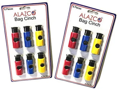 12pc Premium Quality ALAZCO Bag Clips - Value Set Food Fruit Bread Bag Cinch Non-Slip Grip EASY Squeeze & Lock