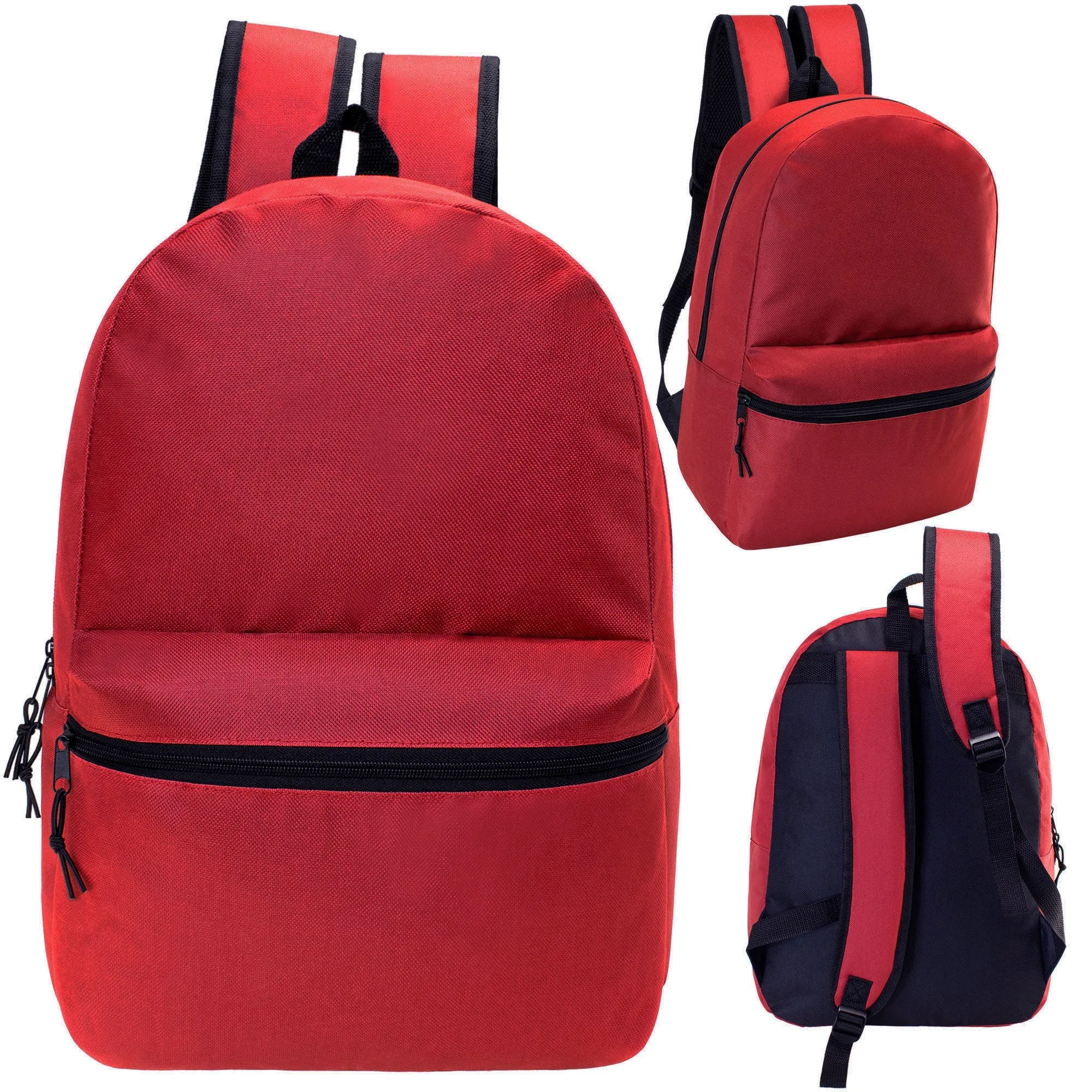 18.5" Kids Basic Wholesale Backpack in 6 Colors - Bulk Case of 24