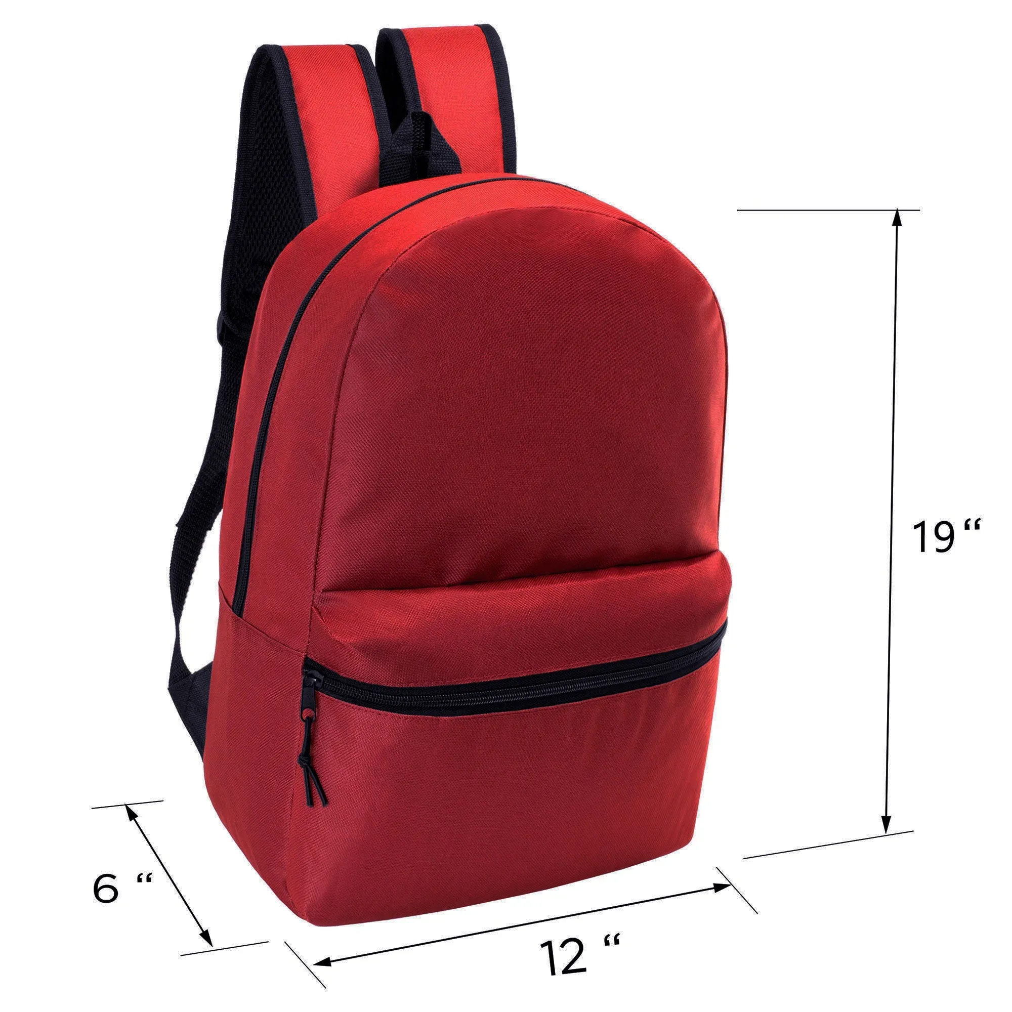 18.5" Kids Basic Wholesale Backpack in 6 Colors - Bulk Case of 24