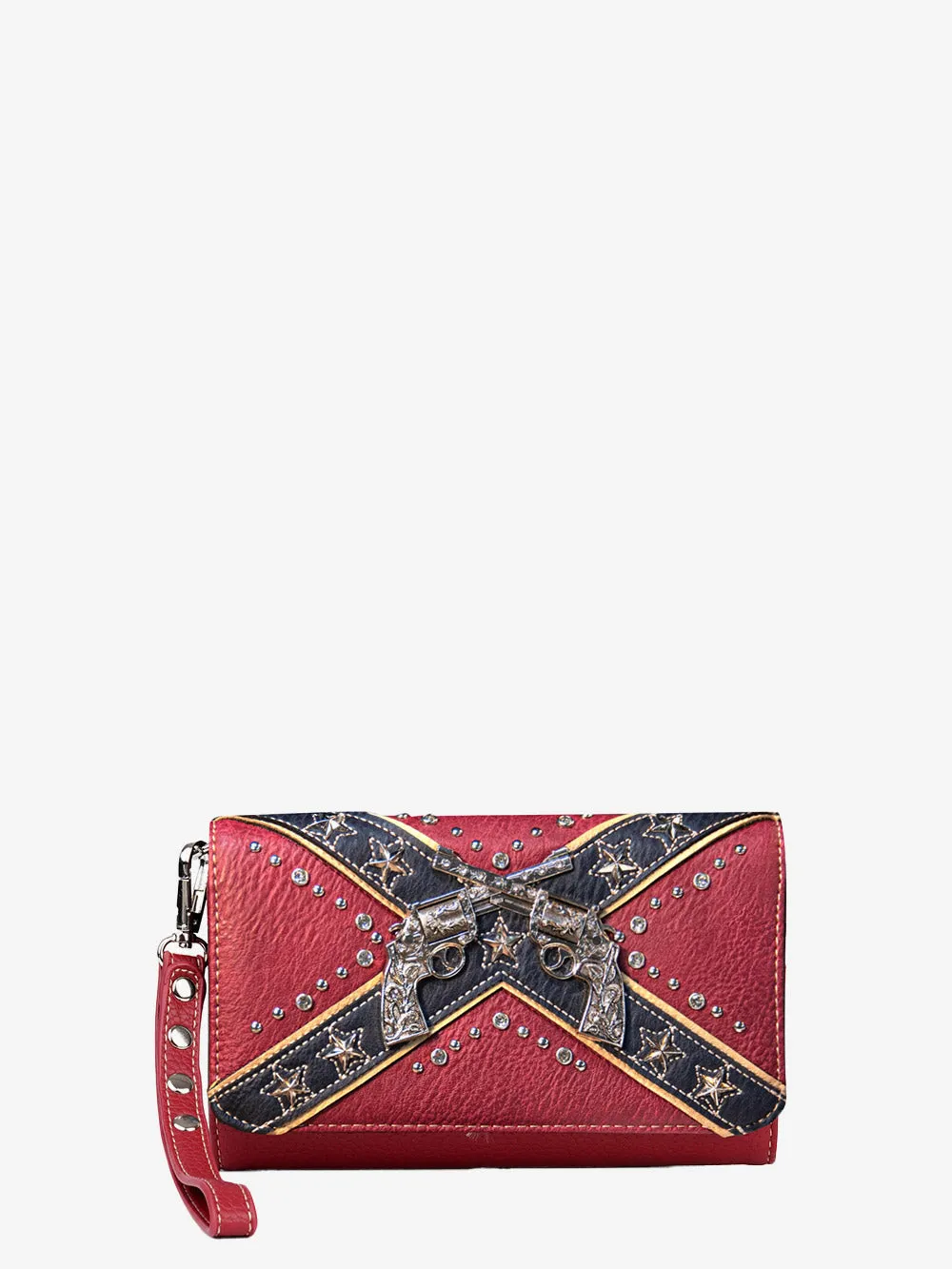 American Bling Red Studded Double Pistols Wallet