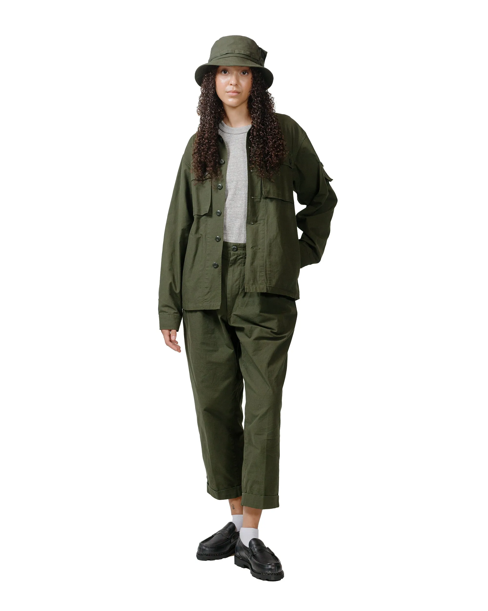 Beams Plus Lost & Found 2Pleats Cotton Ripstop Olive