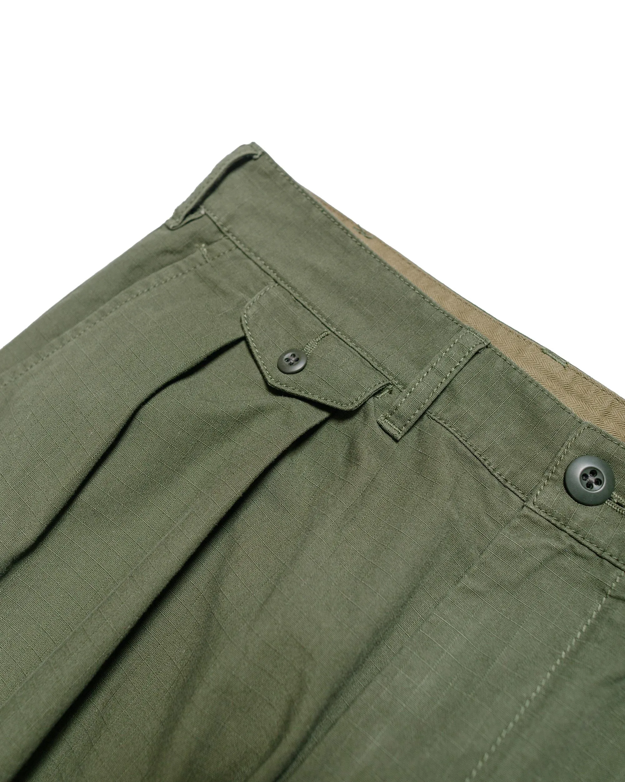 Beams Plus Lost & Found 2Pleats Cotton Ripstop Olive