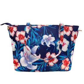 CALOUNDRA - Women's Blue Colorful Flower Tote Bag