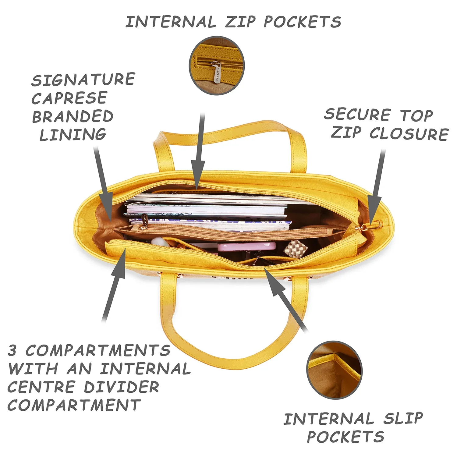 Caprese Cora Satchel Large Ochre