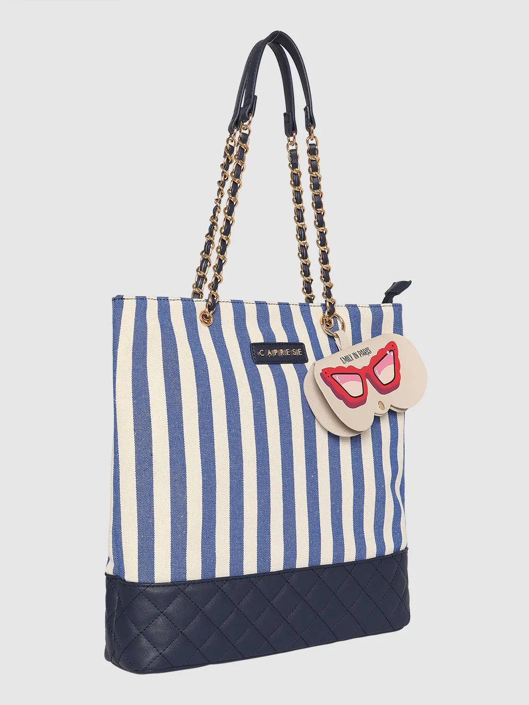 Caprese Emily In Paris Printed Medium Tote Handbag Navy