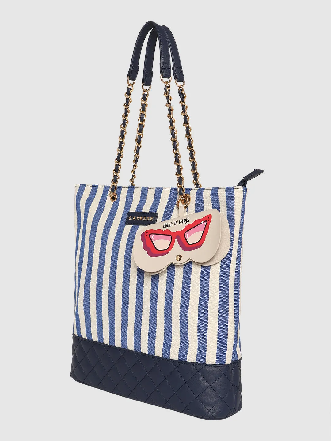 Caprese Emily In Paris Printed Medium Tote Handbag Navy