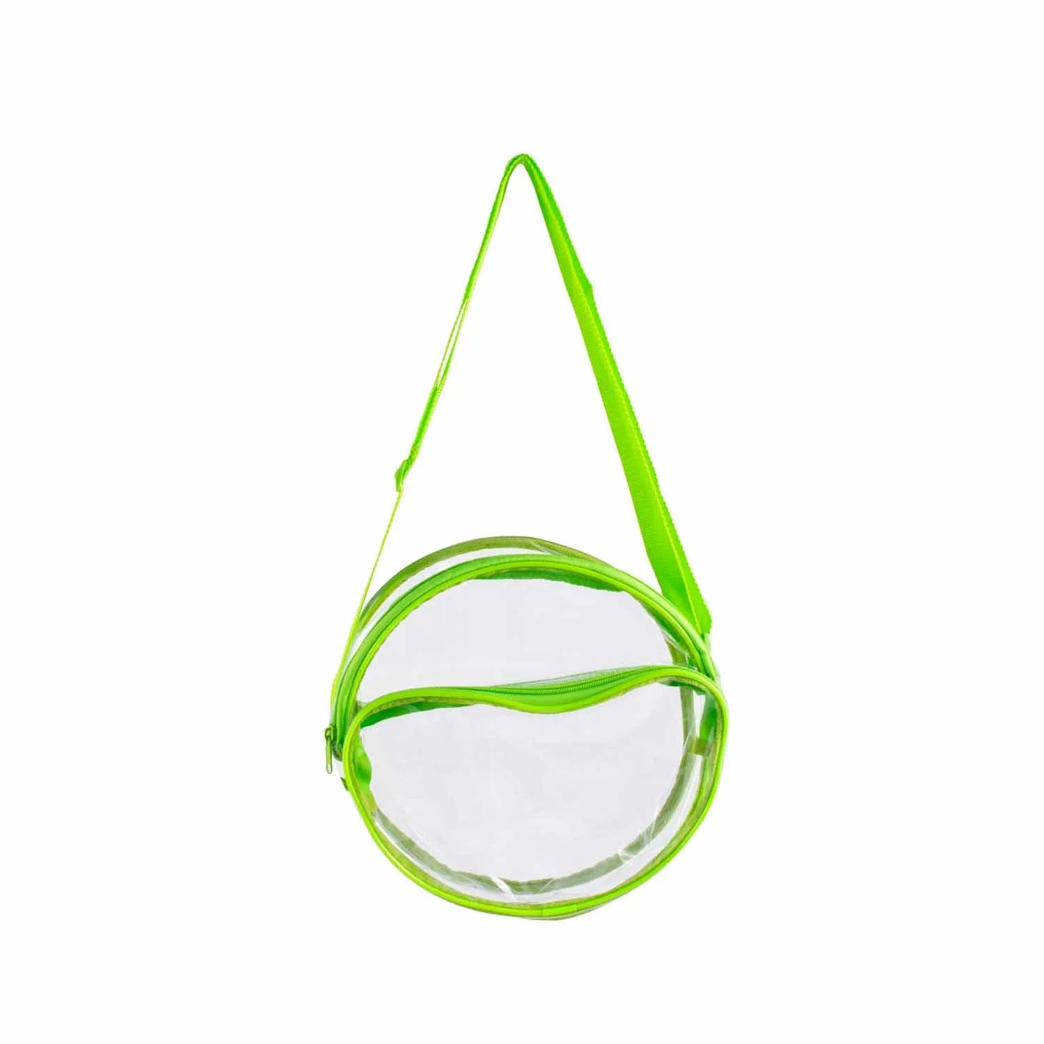 CLEARANCE WHOLESALE 10" CLEAR ROUND CROSSBODY (CASE OF 24 - $2.50 / PIECE) Wholesale Transparent Bag in Assorted Colors SKU: 10-ROUND-24