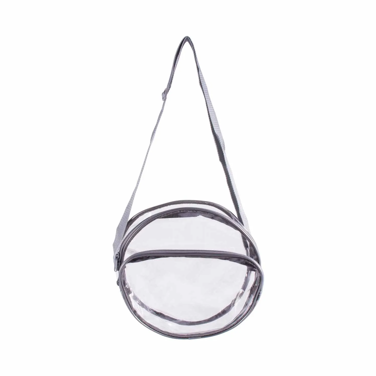 CLEARANCE WHOLESALE 10" CLEAR ROUND CROSSBODY (CASE OF 24 - $2.50 / PIECE) Wholesale Transparent Bag in Assorted Colors SKU: 10-ROUND-24