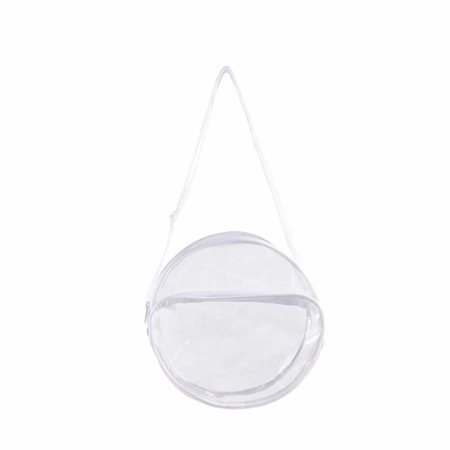 CLEARANCE WHOLESALE 10" CLEAR ROUND CROSSBODY (CASE OF 24 - $2.50 / PIECE) Wholesale Transparent Bag in Assorted Colors SKU: 10-ROUND-24