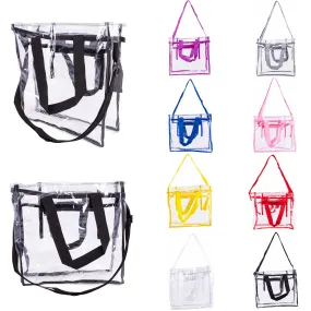 CLEARANCE WHOLESALE CLEAR TOTE BAG (CASE OF 24- $2.50 / PIECE) Wholesale Transparent Tote in Assorted Colors SKU: LGTOTE-24