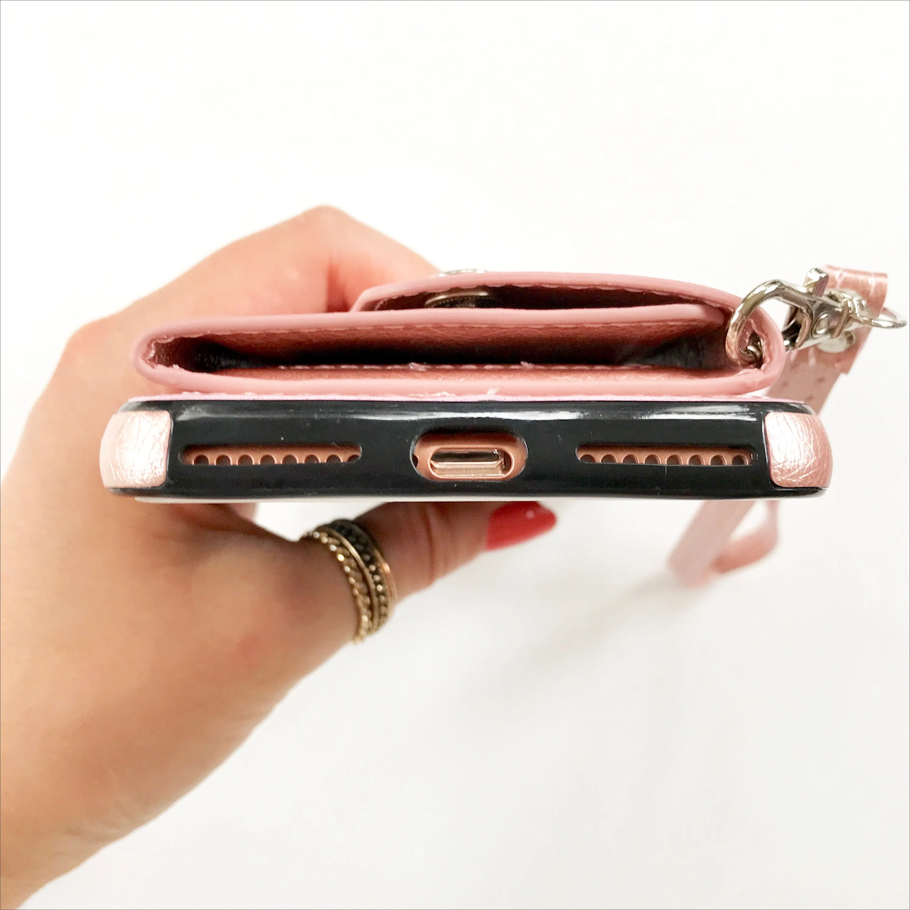 Folded Card Case Wallet in Rose Gold