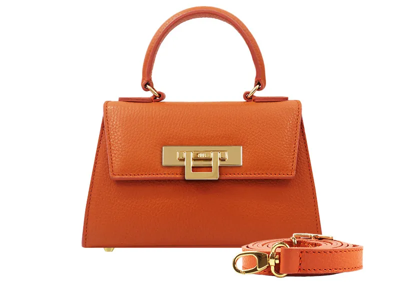 Fonteyn Mignon Caribou Soft Grainy Print Calf Leather Handbag - Orange