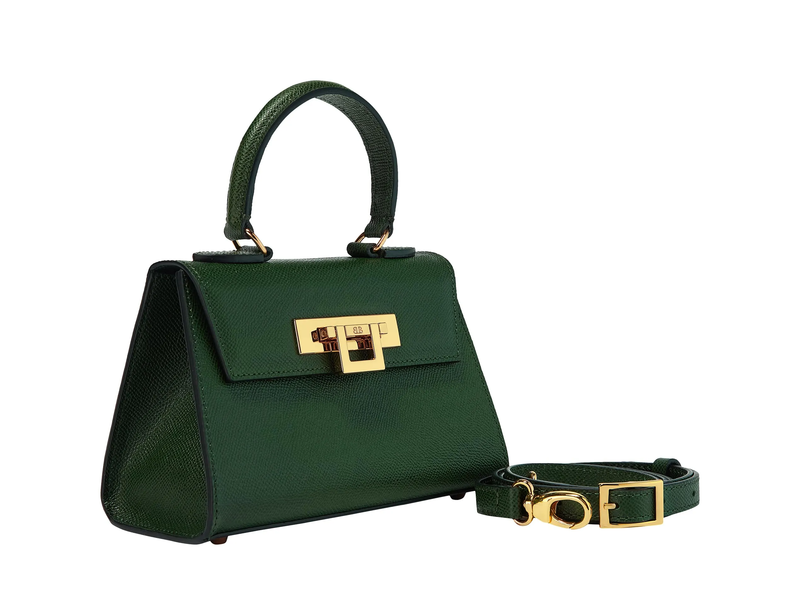 Fonteyn Mignon Dolomite Pebble Print Calf Leather Handbag - Dark Green