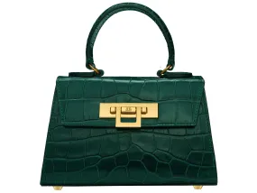 Fonteyn Mignon Orinoco 'Croc' Print Calf Leather Handbag - Dark Green