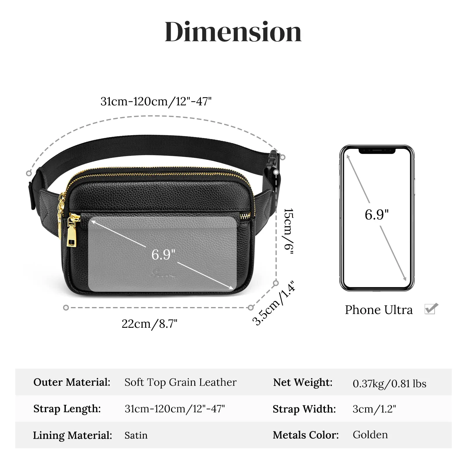 Genuine Leather RFID Blocking Waist Belt Bags