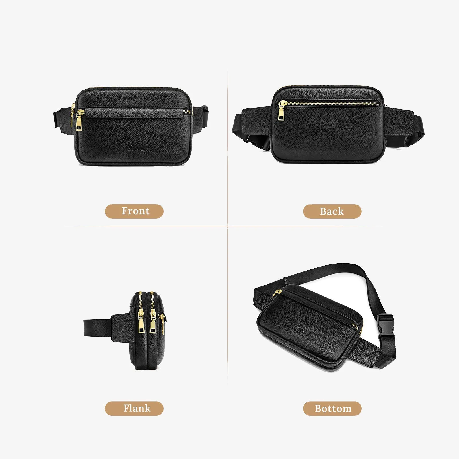 Genuine Leather RFID Blocking Waist Belt Bags