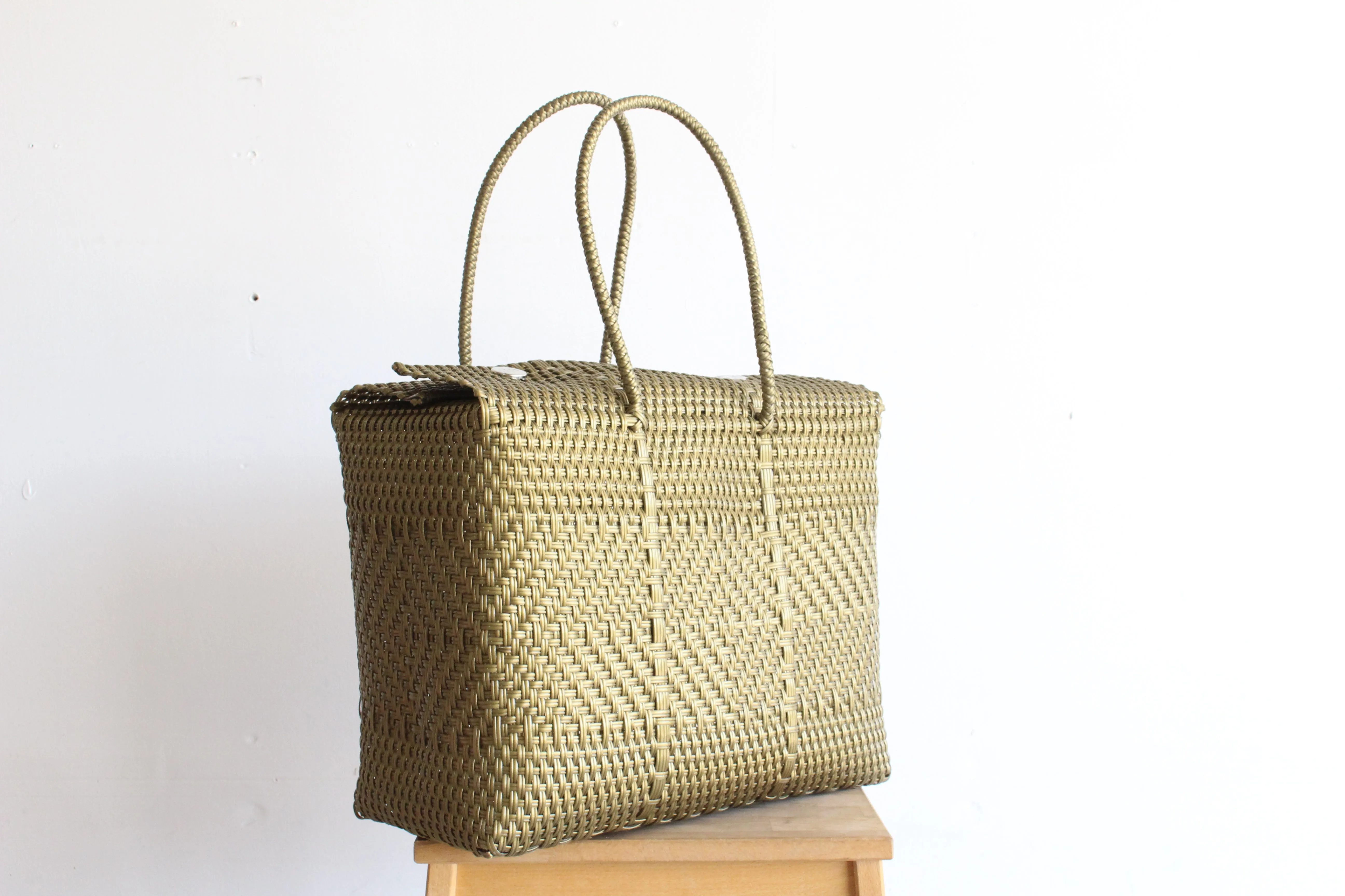 Gold Handwoven Mexican Basket by MexiMexi