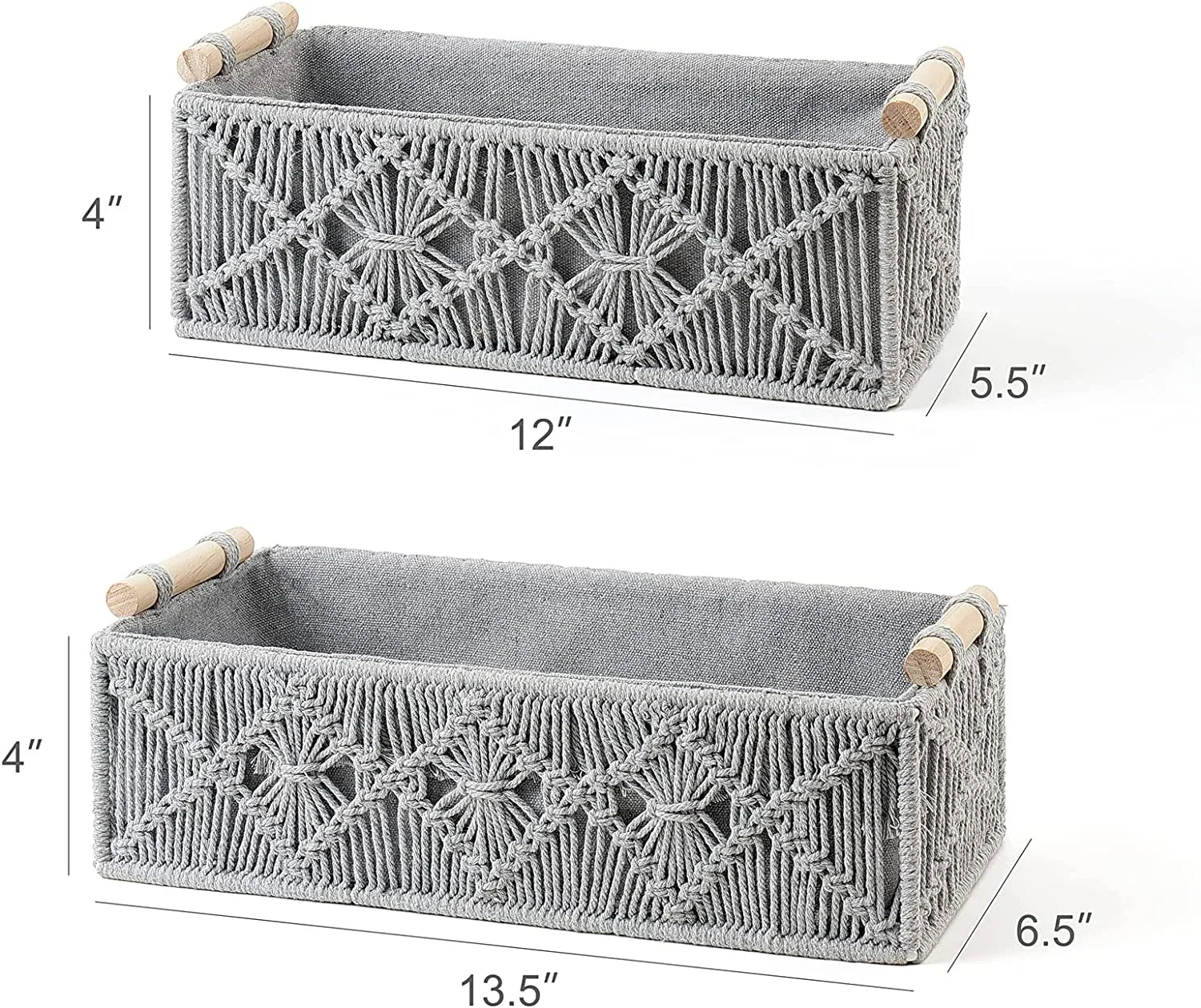 GRASP MACRAME BASKET GREY