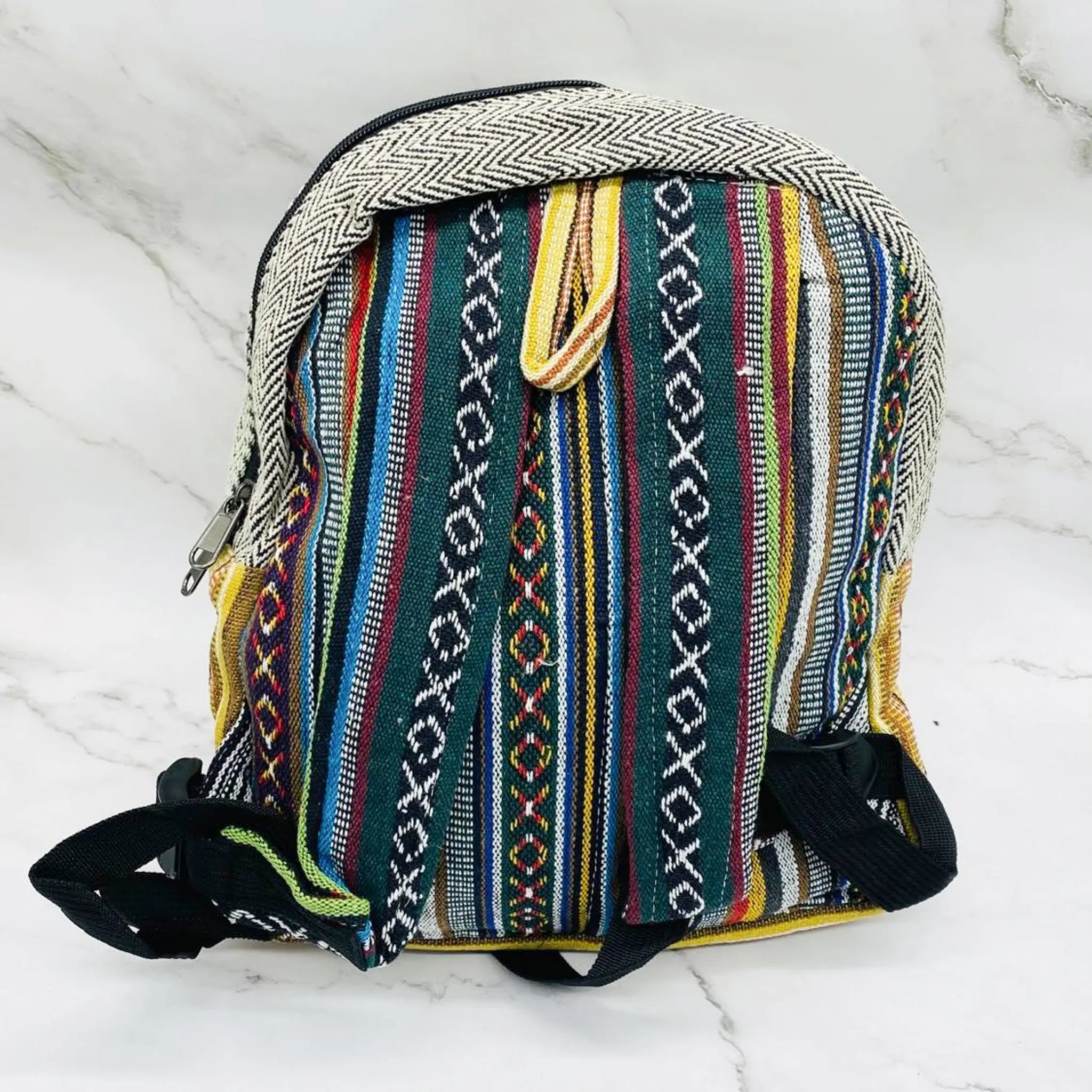 Handmade Eco Friendly  Mini Hemp Back Pack with Embroidery