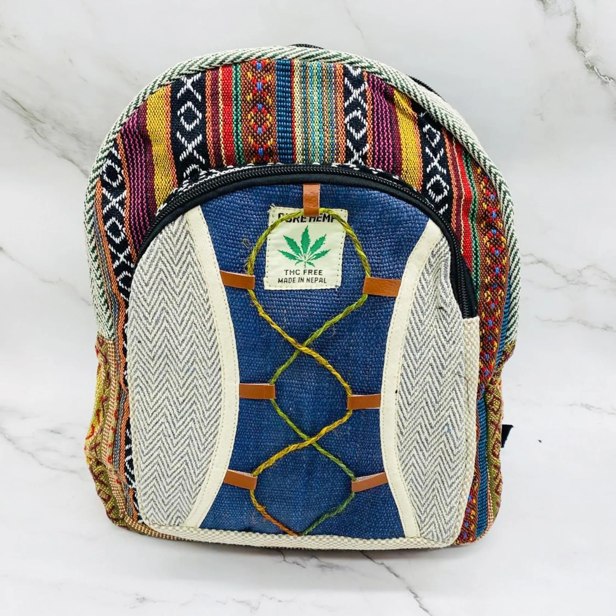 Handmade Eco Friendly  Mini Hemp Back Pack with Embroidery