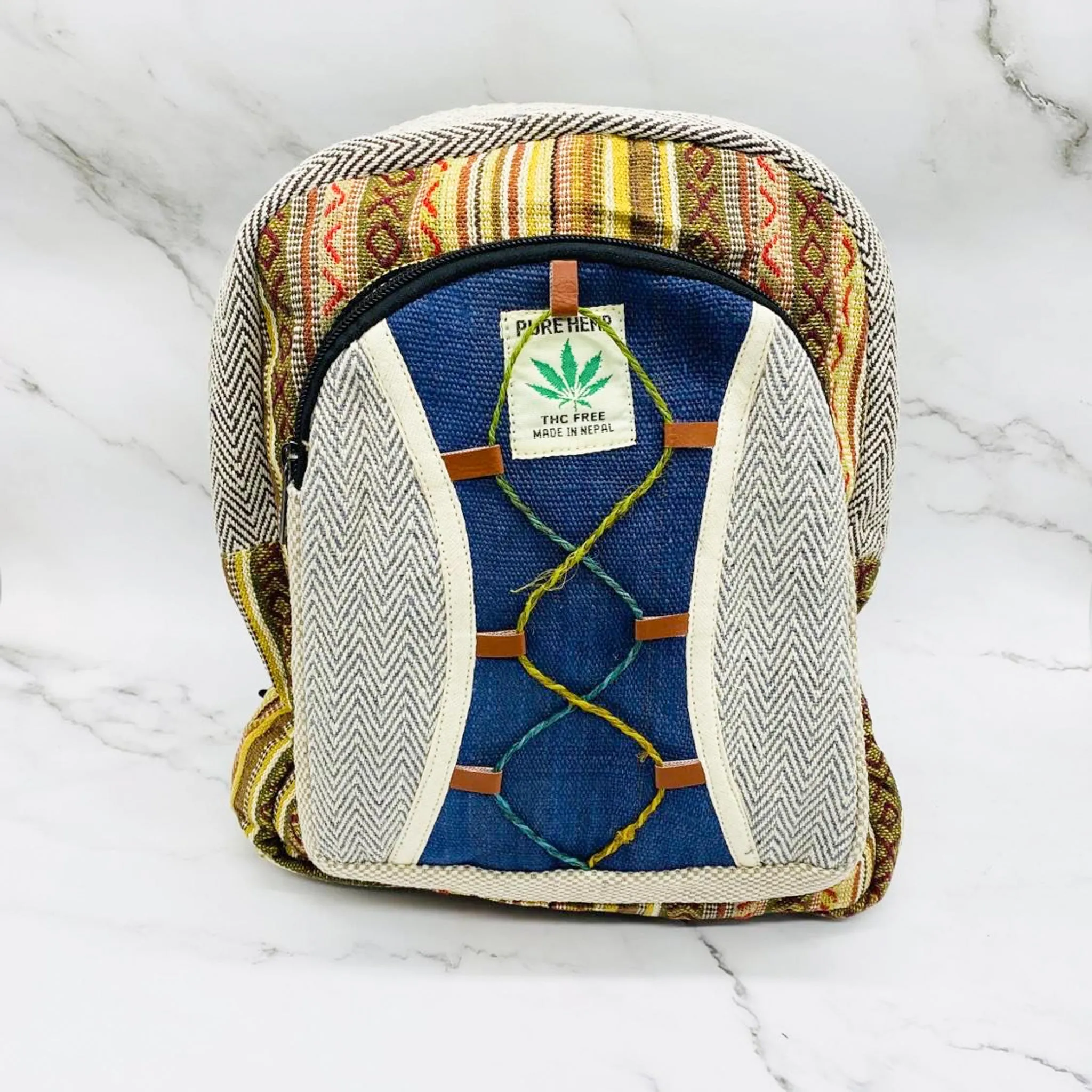 Handmade Eco Friendly  Mini Hemp Back Pack with Embroidery