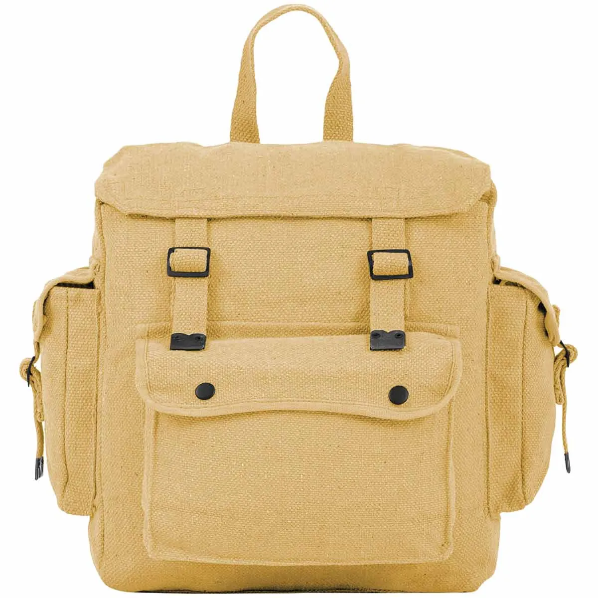 Highlander Beige Canvas Webbing Backpack with Pockets - 18L