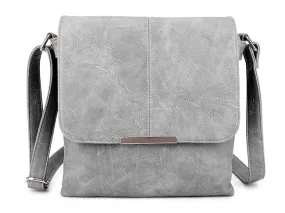 LARGE MULTI POCKET CROSS BODY MESSENGER BAG - LIGHT GREY