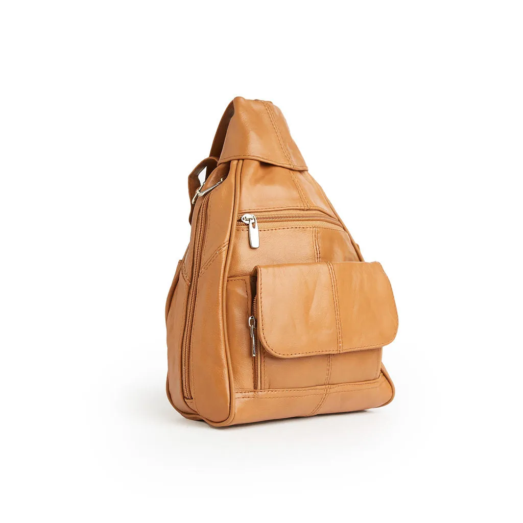 Premium Leather Backpack with Built-in RFID-Blocking Wallet and Adjustable Straps