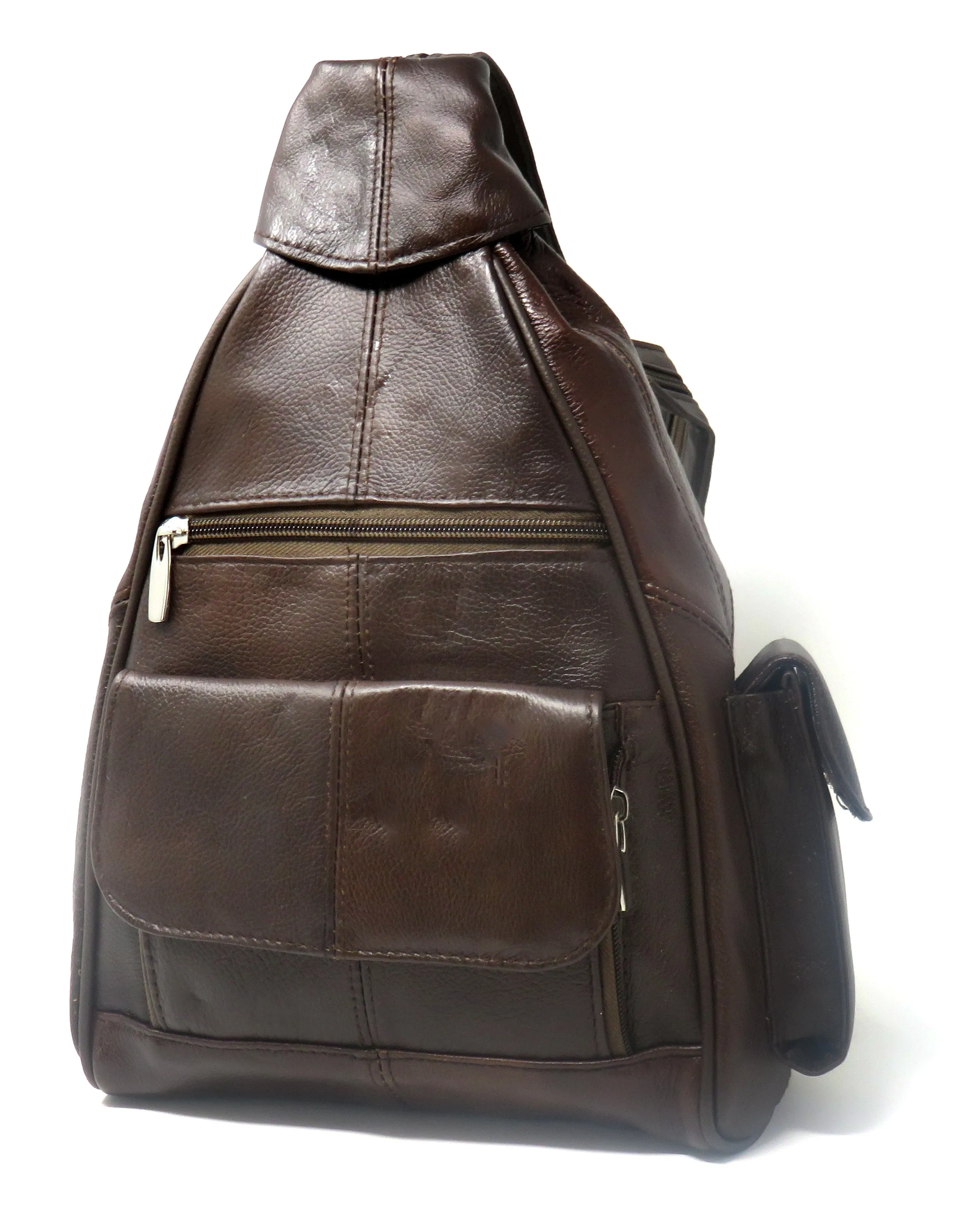 Premium Leather Backpack with Built-in RFID-Blocking Wallet and Adjustable Straps