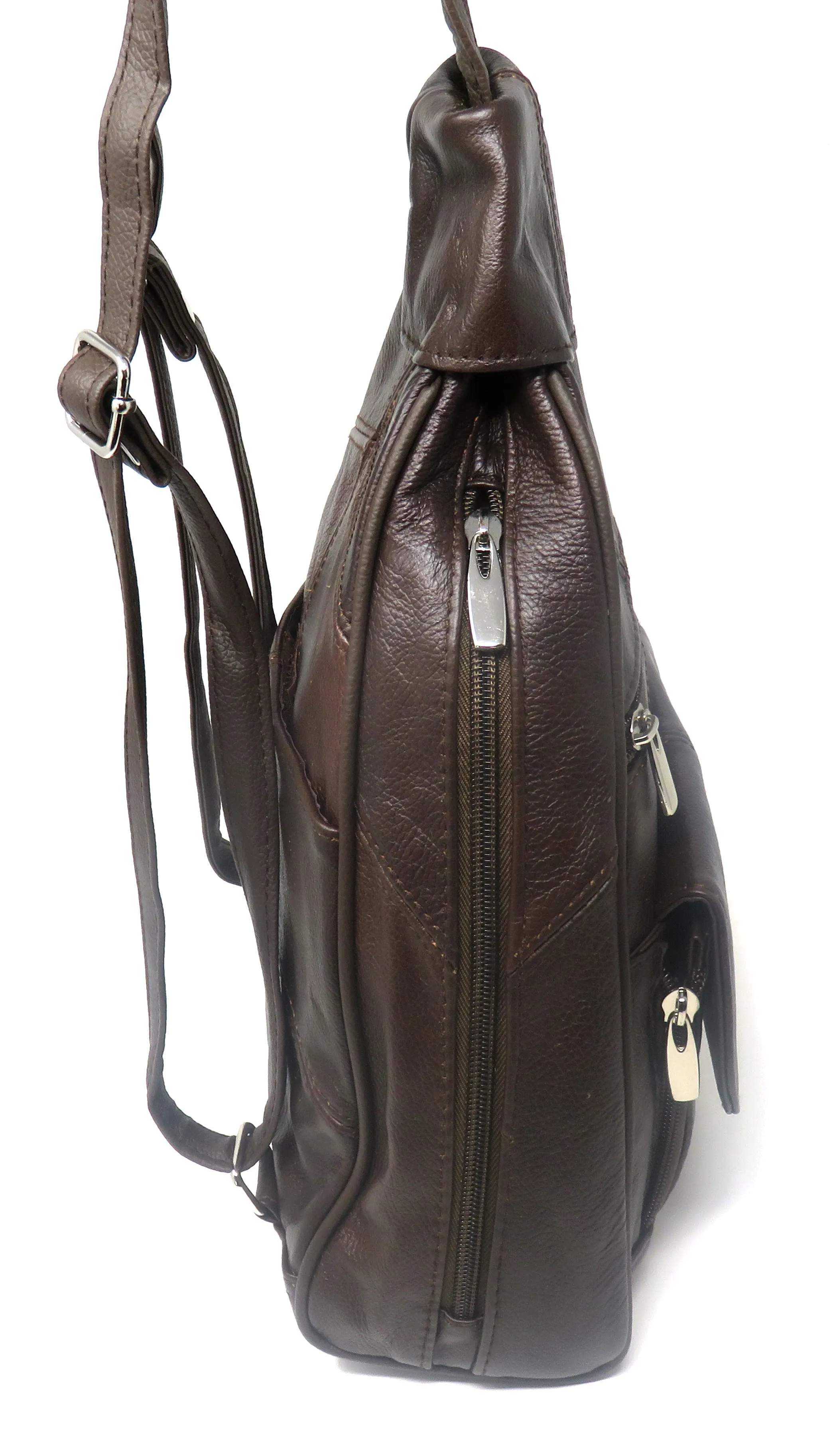 Premium Leather Backpack with Built-in RFID-Blocking Wallet and Adjustable Straps