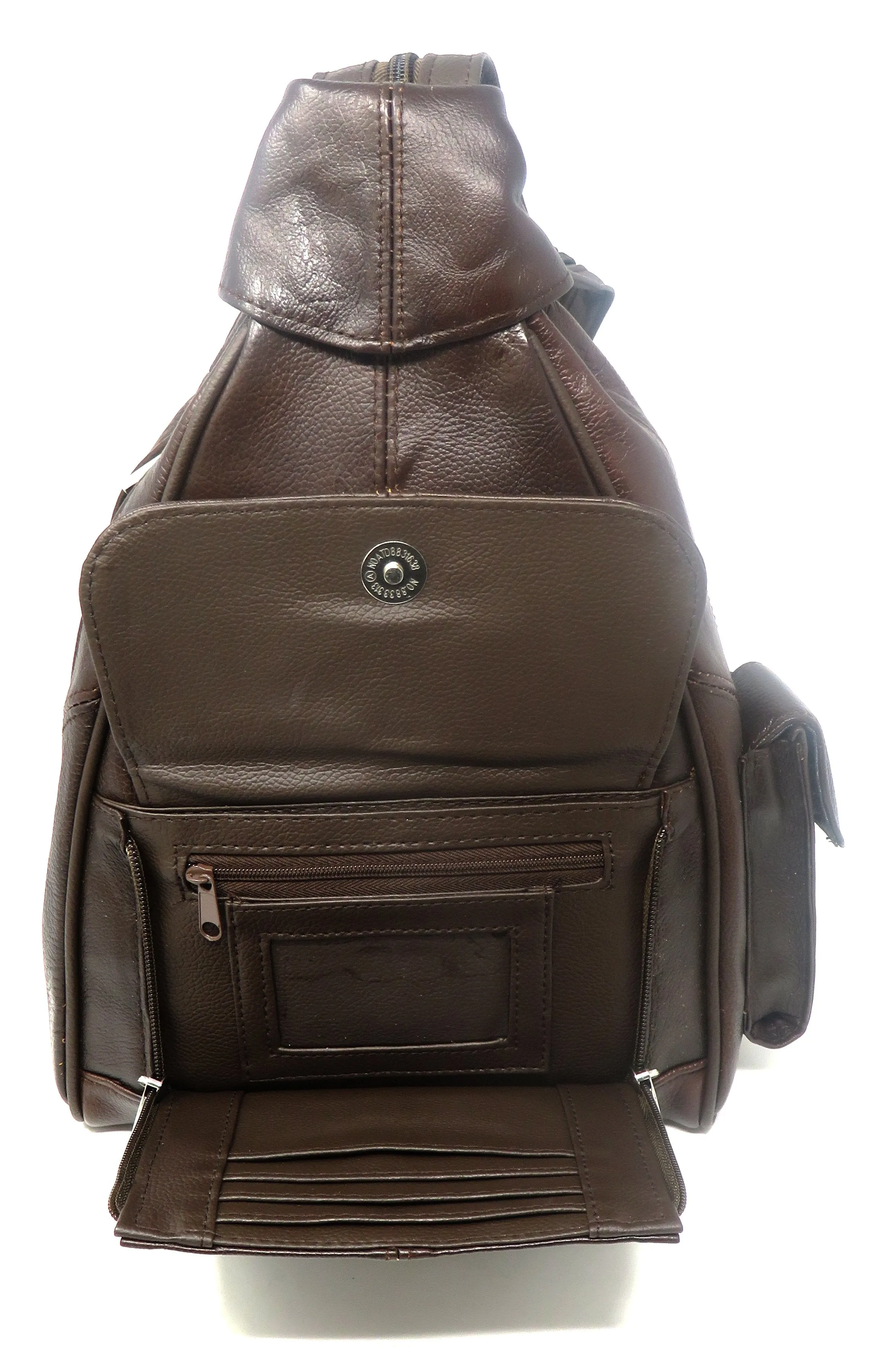 Premium Leather Backpack with Built-in RFID-Blocking Wallet and Adjustable Straps