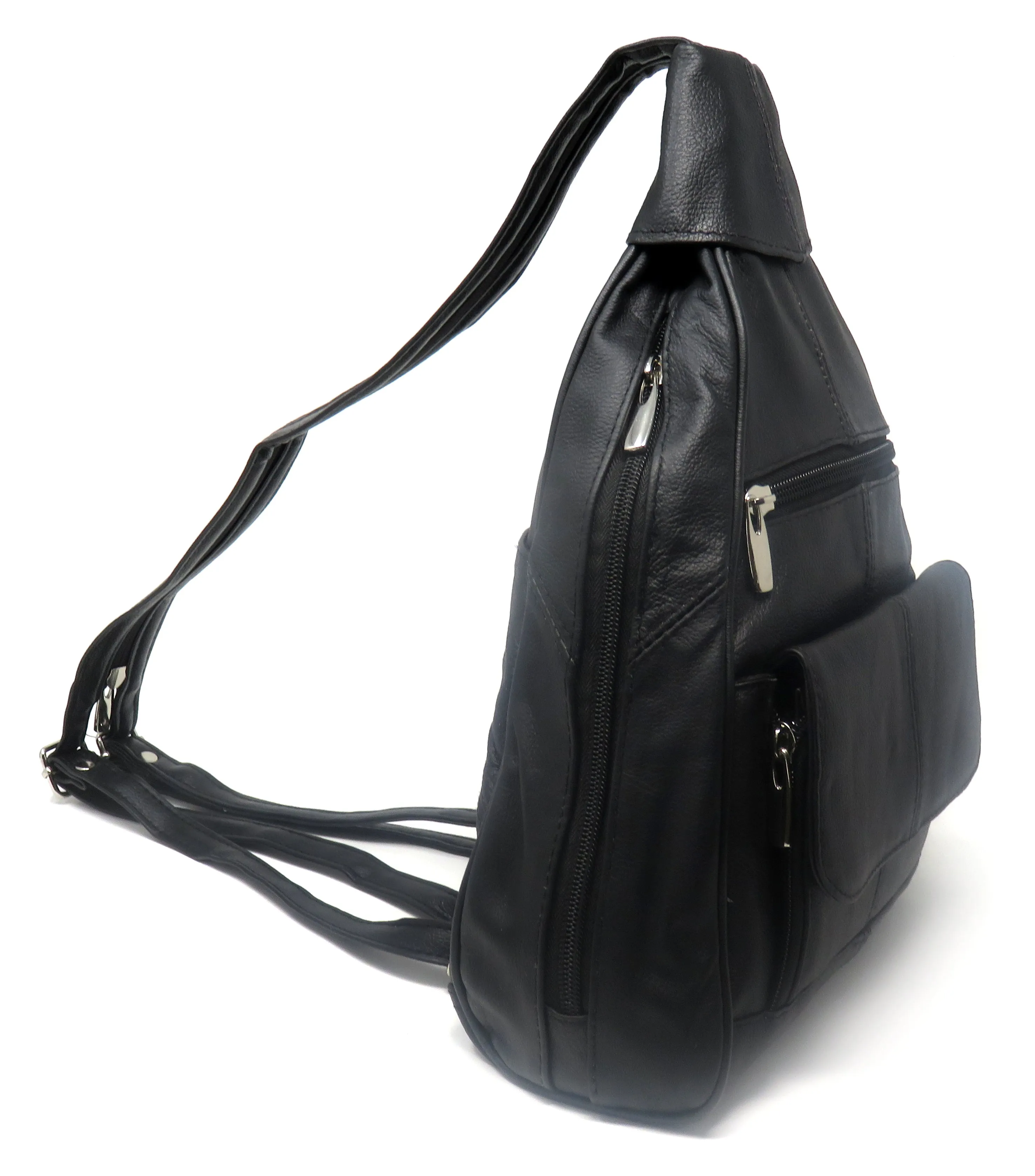 Premium Leather Backpack with Built-in RFID-Blocking Wallet and Adjustable Straps