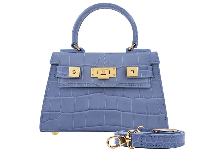 Maya Mignon Orinoco 'Croc' Print Calf Leather Handbag - Bluebell