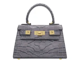 Maya Mignon Orinoco 'Croc' Print Calf Leather Handbag - Light Grey