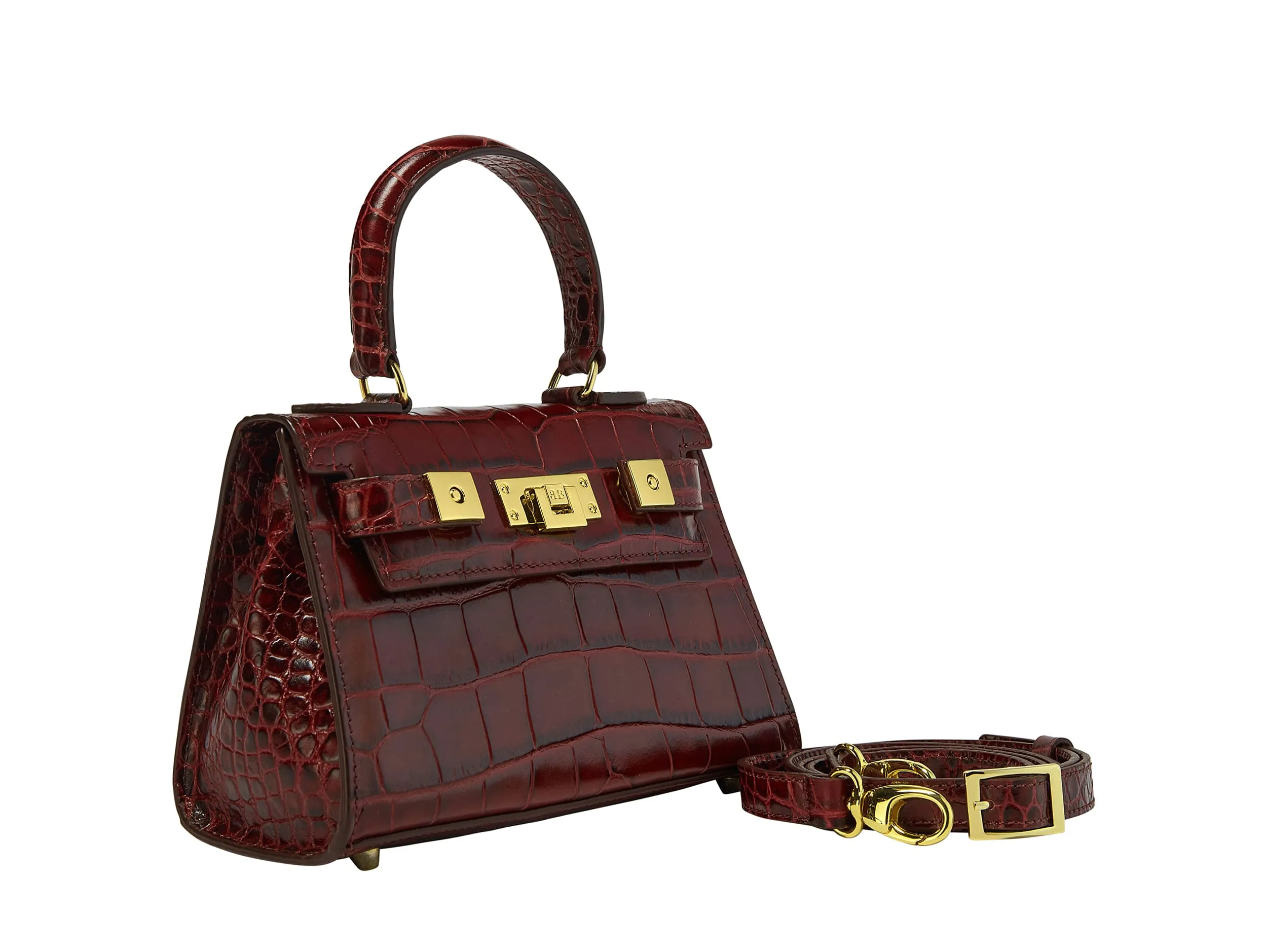 Maya Mignon Orinoco 'Croc' Print Calf Leather Handbag - Wine