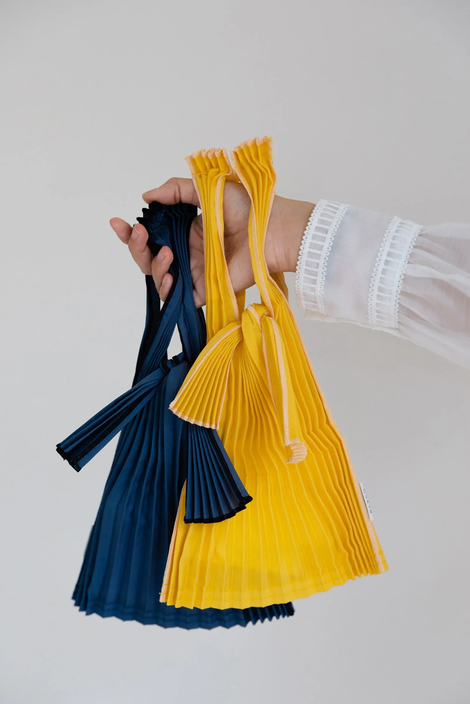 Mini Pleated Tote Bag - Navy