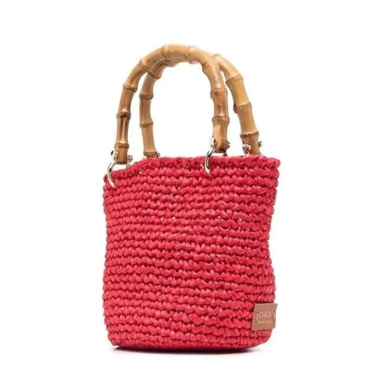 Minnie Pontova Red Crochet Bamboo Handle Bag