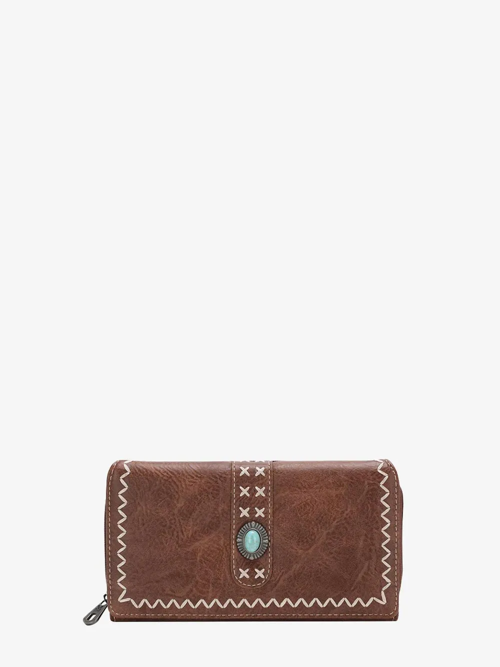 Montana West Cross Stitch Turquoise Concho Wallet