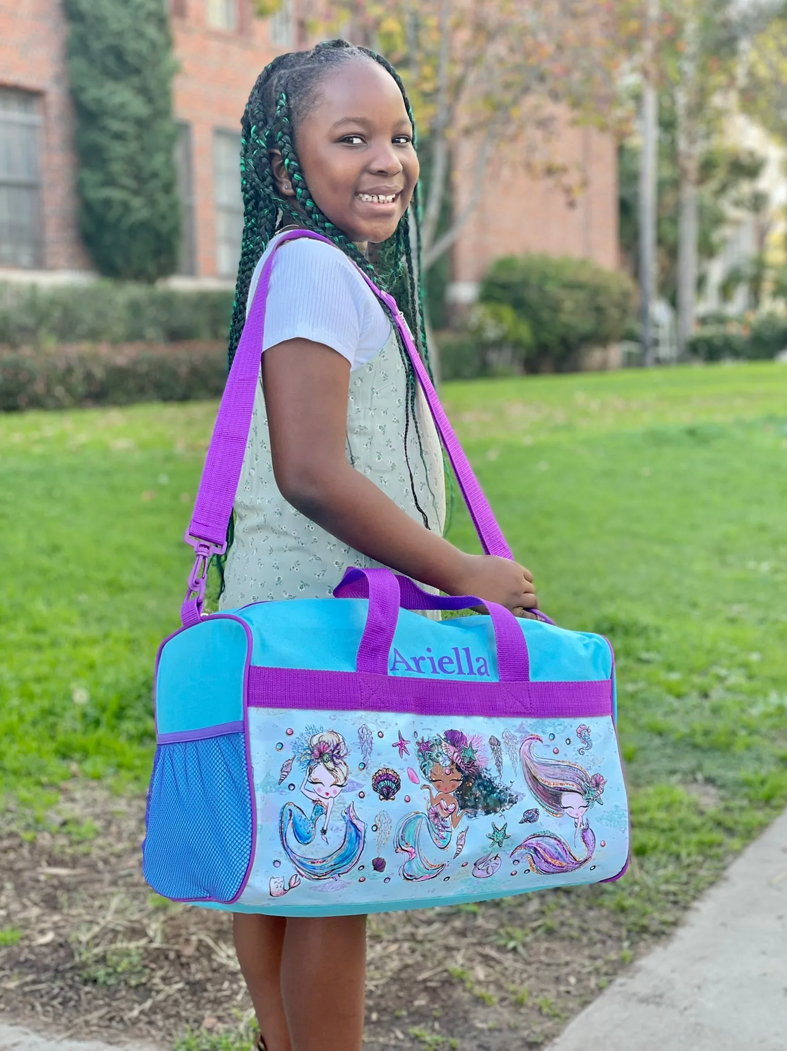 Personalized Kid's Travel Duffel Bag - Mermaid Squad