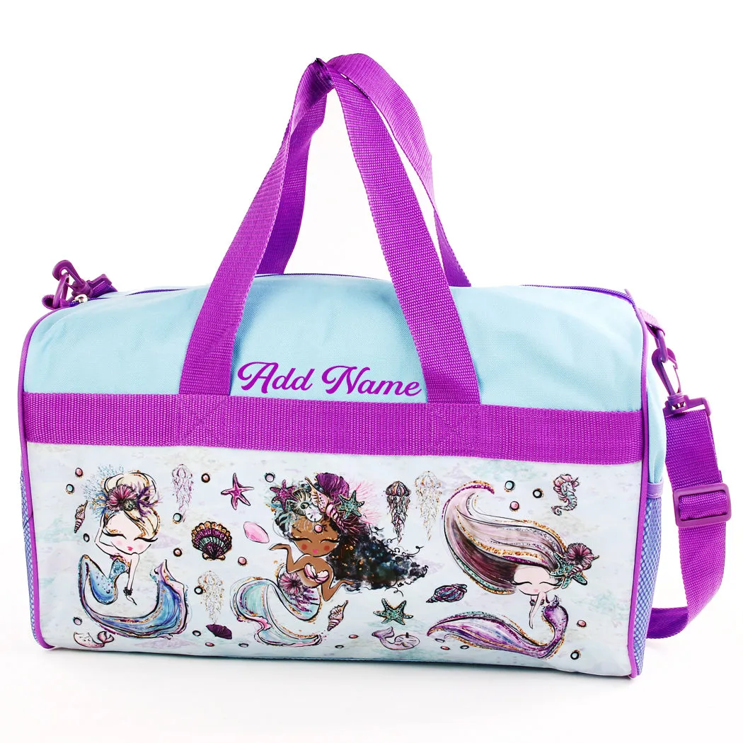 Personalized Kid's Travel Duffel Bag - Mermaid Squad