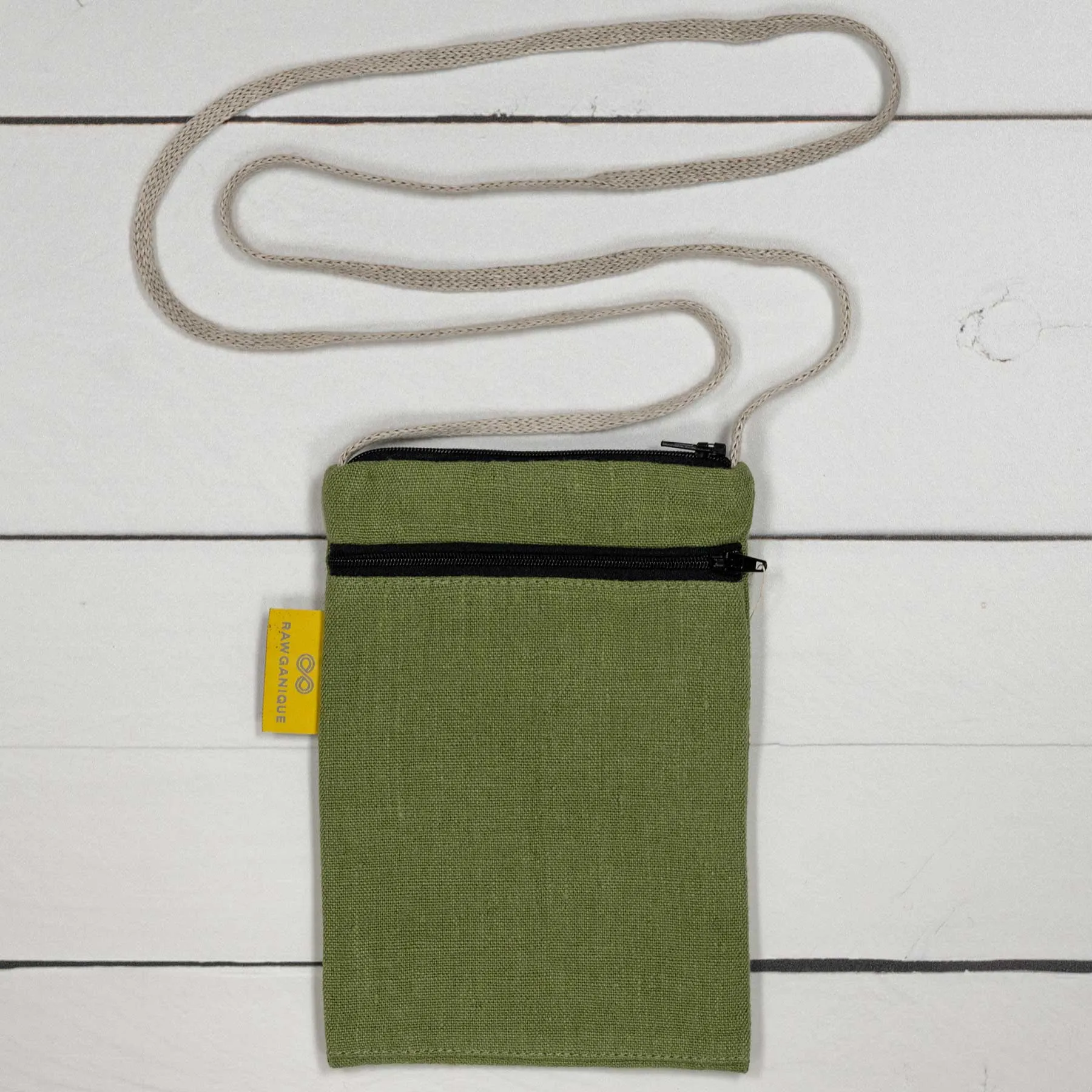 PHUKET 100% Organic Hemp Phone & Passport Pouch Bag With Shoulder Straps (Plastic-free)