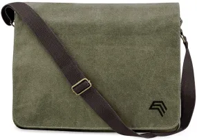 QDA D610 ― Canvas Shoulder Bag Vintage Look - Olive Grün