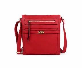 RED MULTI COMPARTMENT CROSS BODY SHOULDER BAG