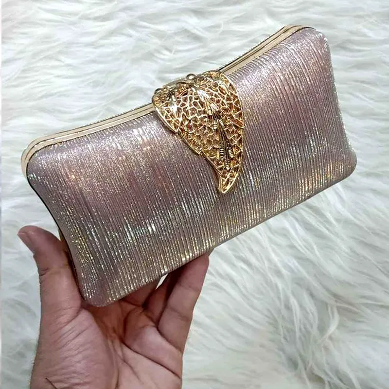 Shiny and Velvet Gold Decor Clutch Bags