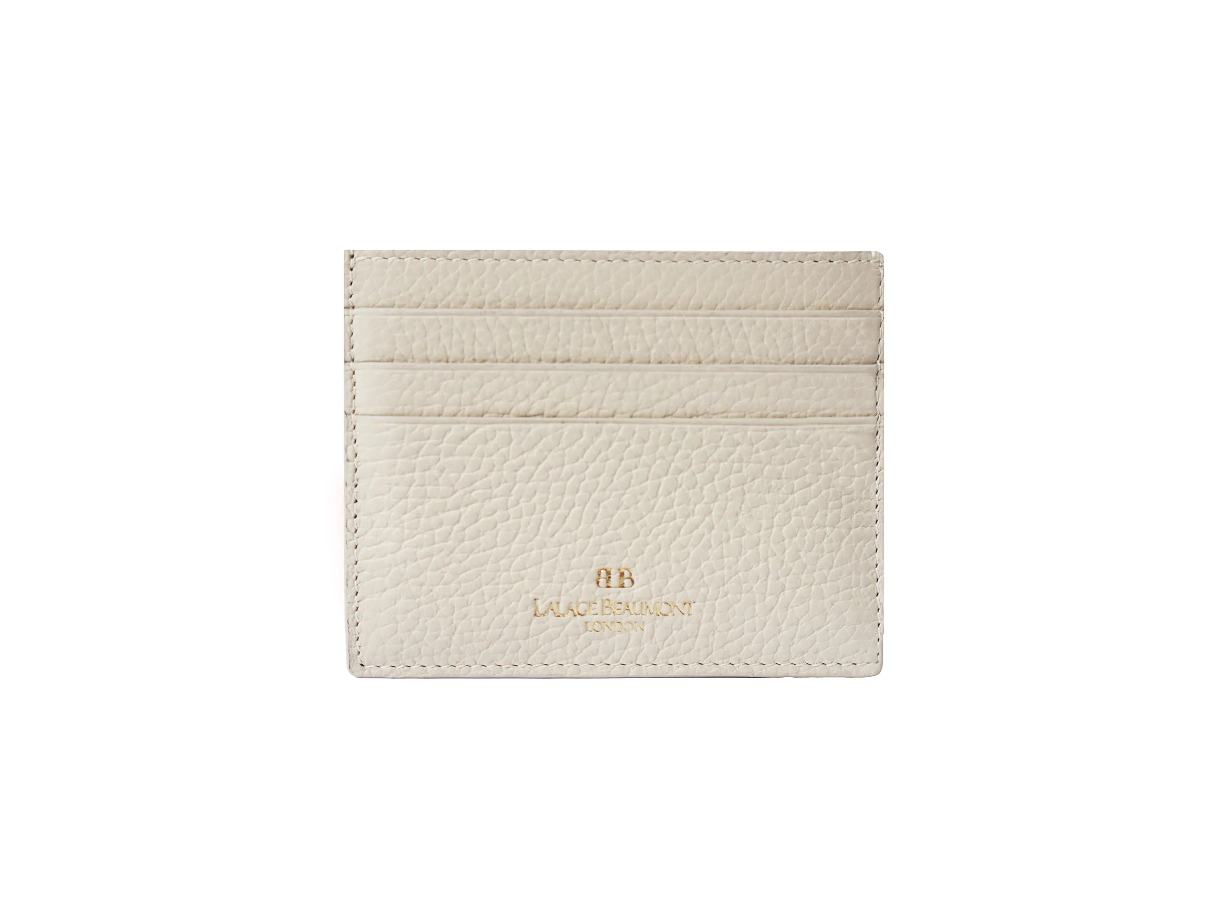 Single Card Holder Soft Grainy Print Calf Leather - Beige