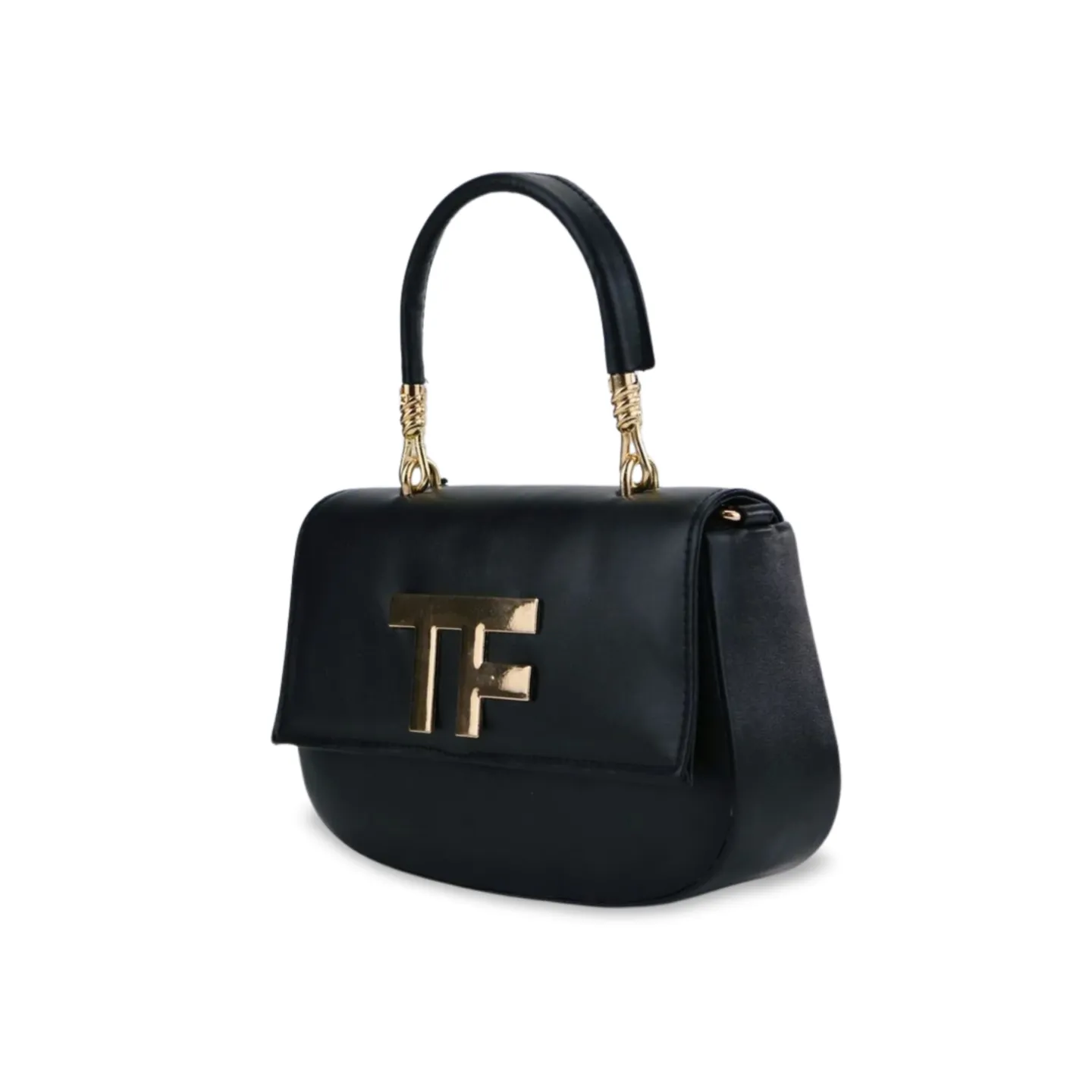 Sophisticated Faux Leather Purse with Gold TF Monogram