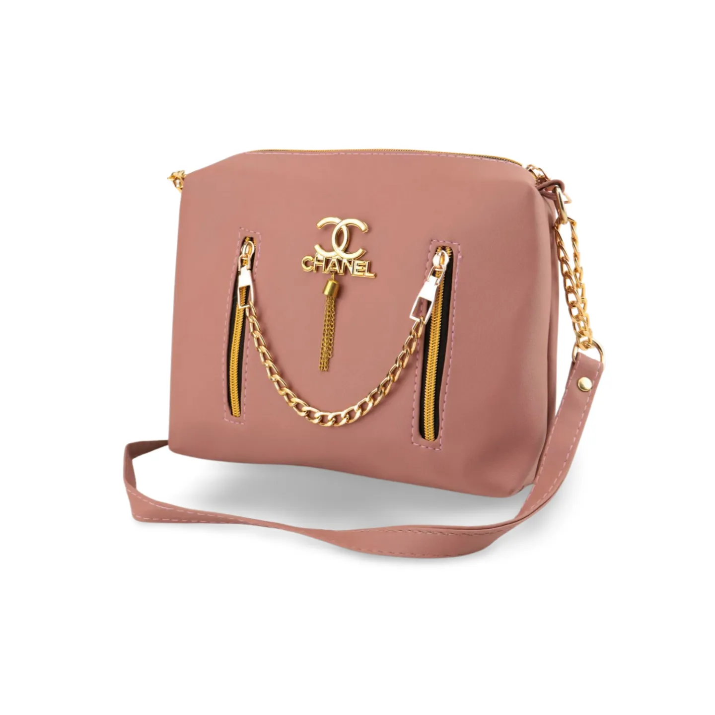 Stylish Crossbody Bag with Luxe Gold Chain and Tassel