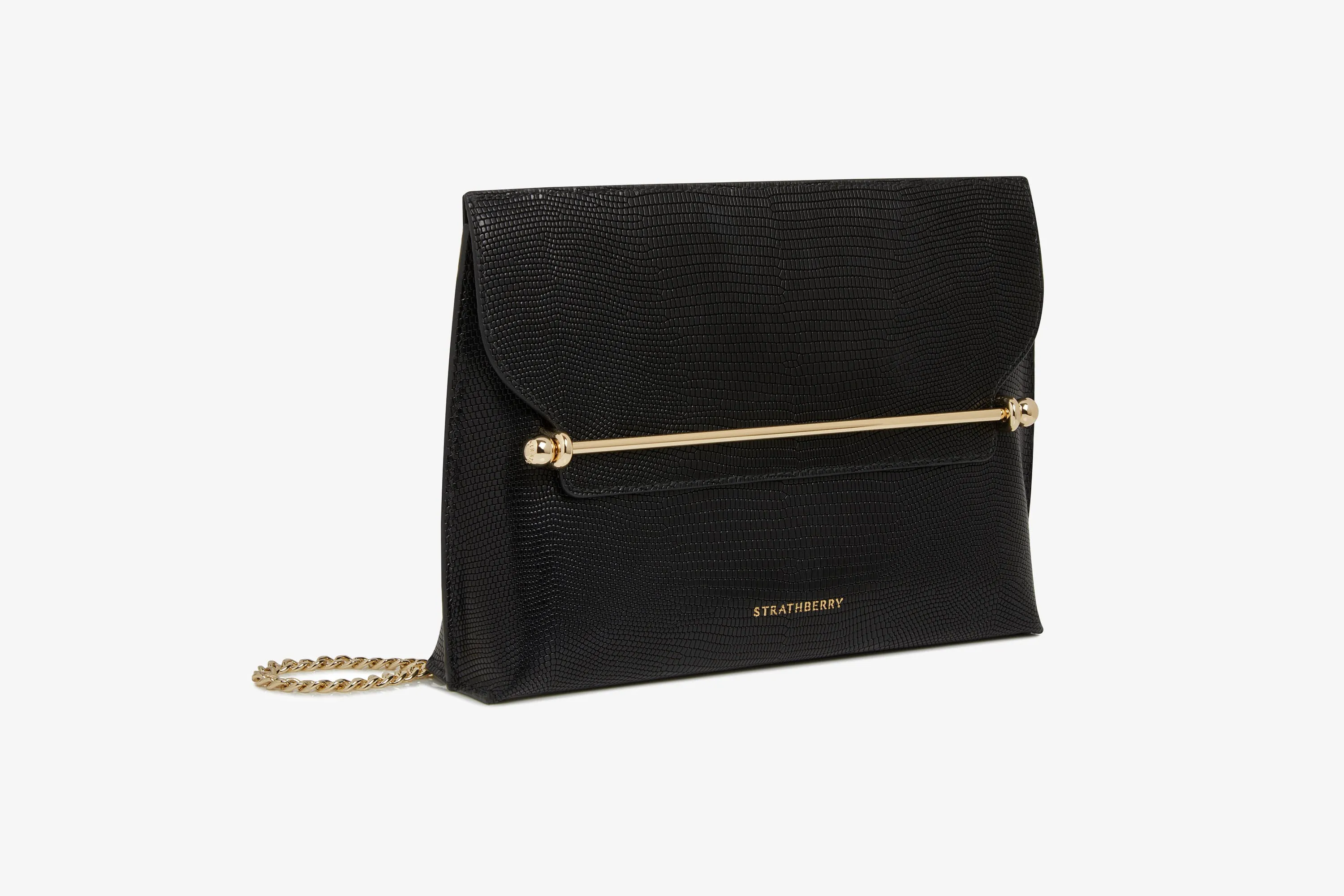 Stylist - Lizard-Embossed Leather Black