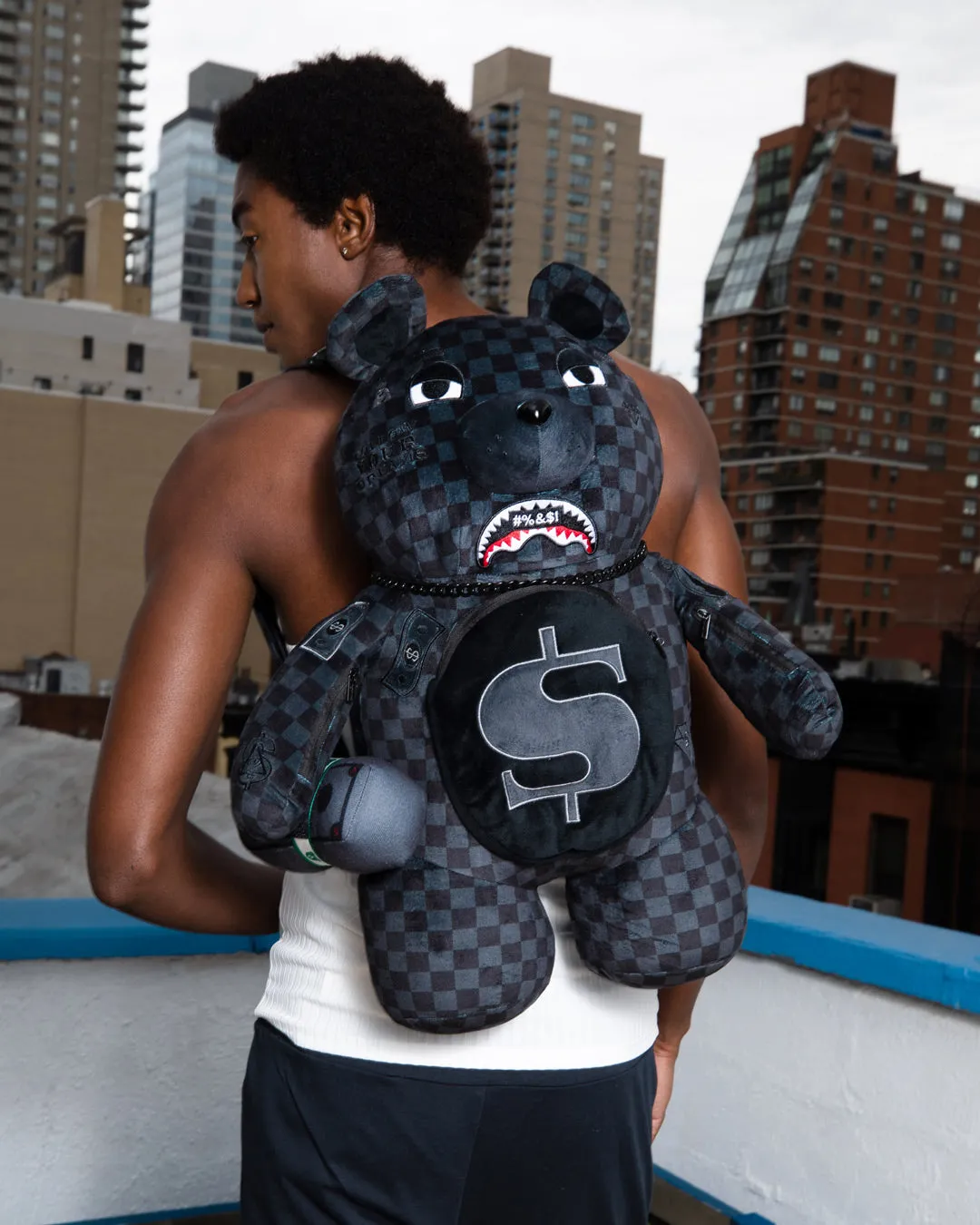 'WHAT THE BEEP' SHARK MONEYBEAR TEDDYBEAR BACKPACK